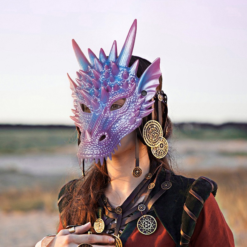 Cosplay Prop Blueprints - 3D impressão Dragon Knight máscara, azul,