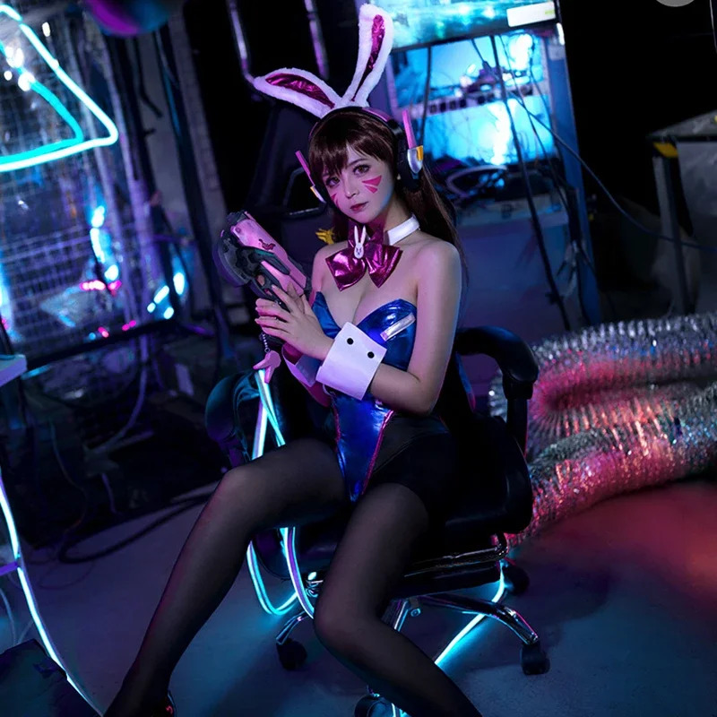 Dva Cosplay Prop - Overwatch dva coelho macacão sexy couro