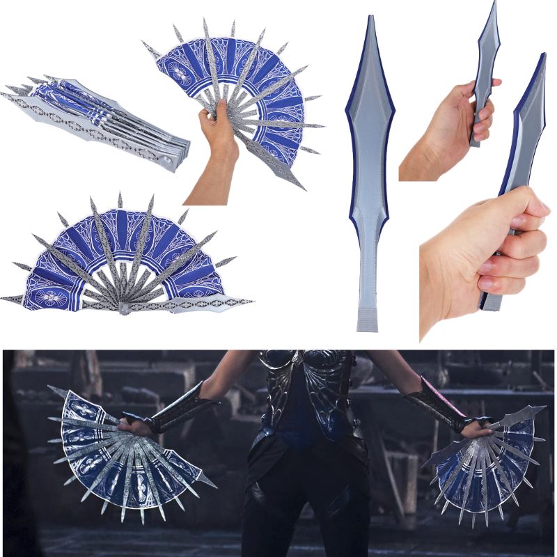 Leque de Mão Azul MK para Cosp - Cosplay Prop Blueprints avaliação e preço
